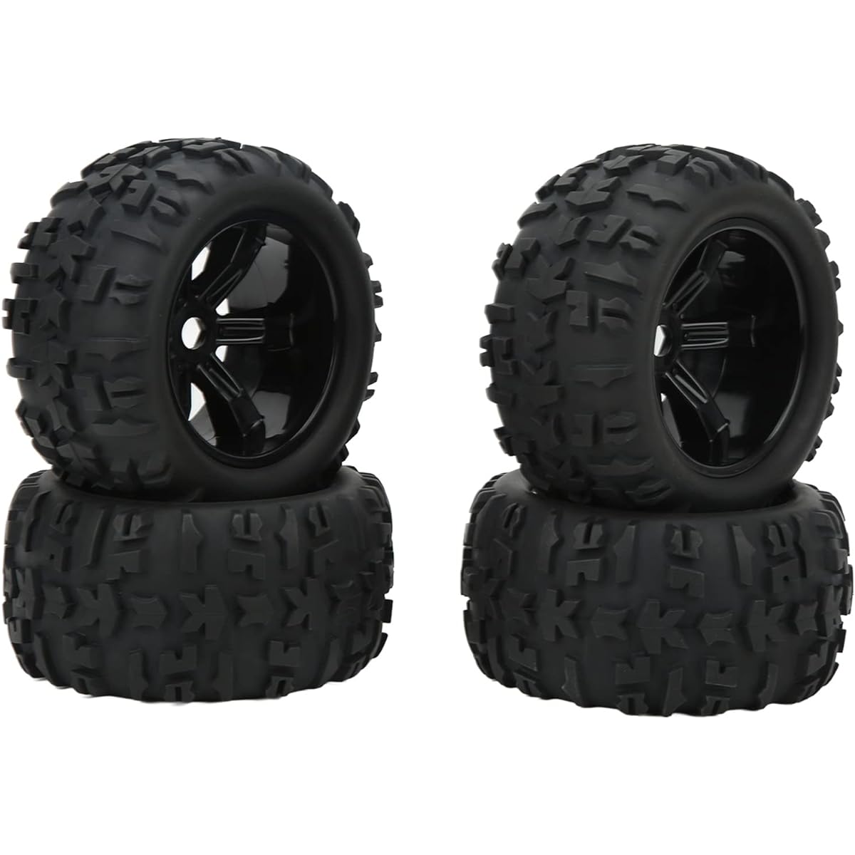 Ongwan RC Rubber Tires Wear-Resistant RC Truck Tires with Grips for 1/5 8S RC Car (Black)