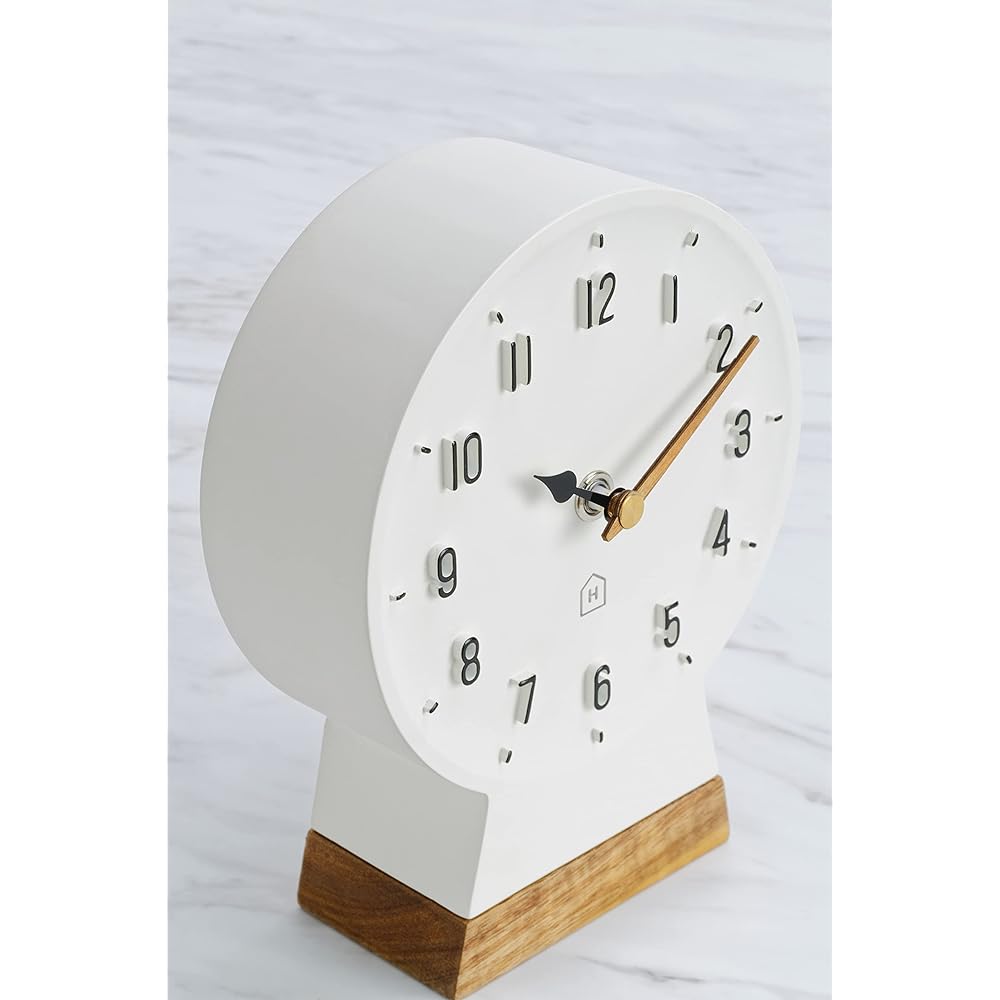 Interform Table Clock Polk CL-4097 Scandinavian White Keyhole Wood W14 x H18 x D5.5cm