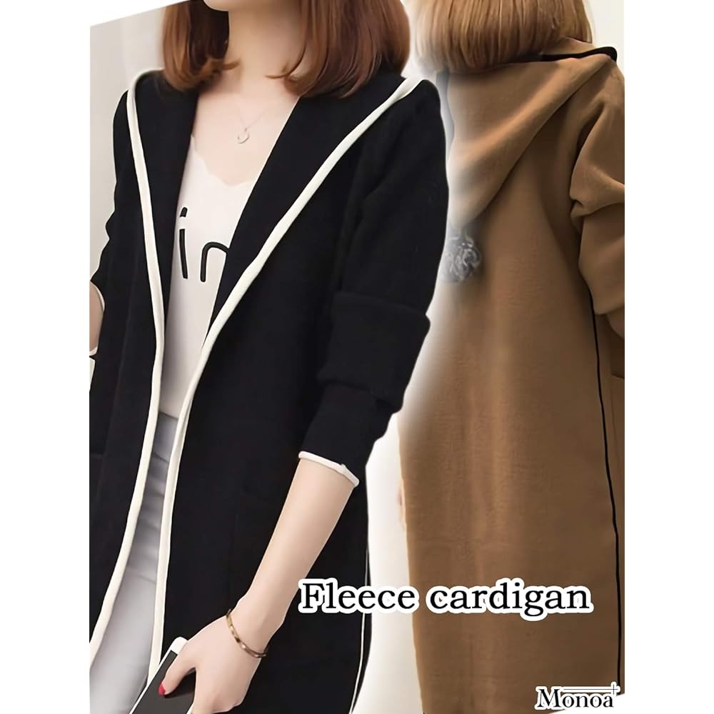 [Monoa] Parka, Brushed Lining, Fleece, Long Sleeve, Thin, Long Length, Fur Charm, Hooded, Women's Fashion