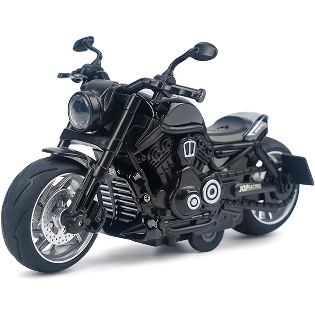 Ming You Pull Back Motorcycle Toy - Motorcycle Toy with Flashing Light Up and Sounds, Christmas Birthday Gift for Kids Ages 3+ (Black)