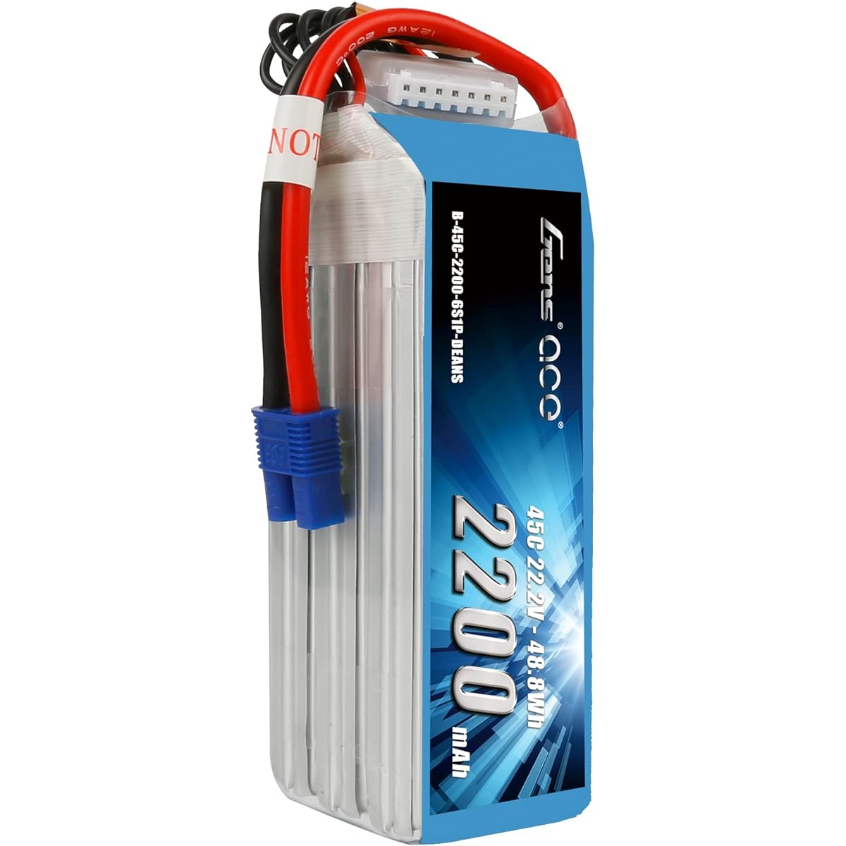 Gens ace 6S Lipo Battery 22.2V 2200mAh 45C Lipo Battery with EC3 Plug for RC Drone RC Airplane RC Drone RC Helicopter
