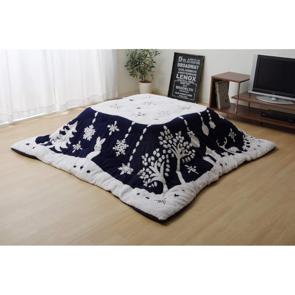 Ikehiko Kotatsu Futon Rectangle Lunetta Approx. 190 x 240cm Navy Washable Flannel #6814619