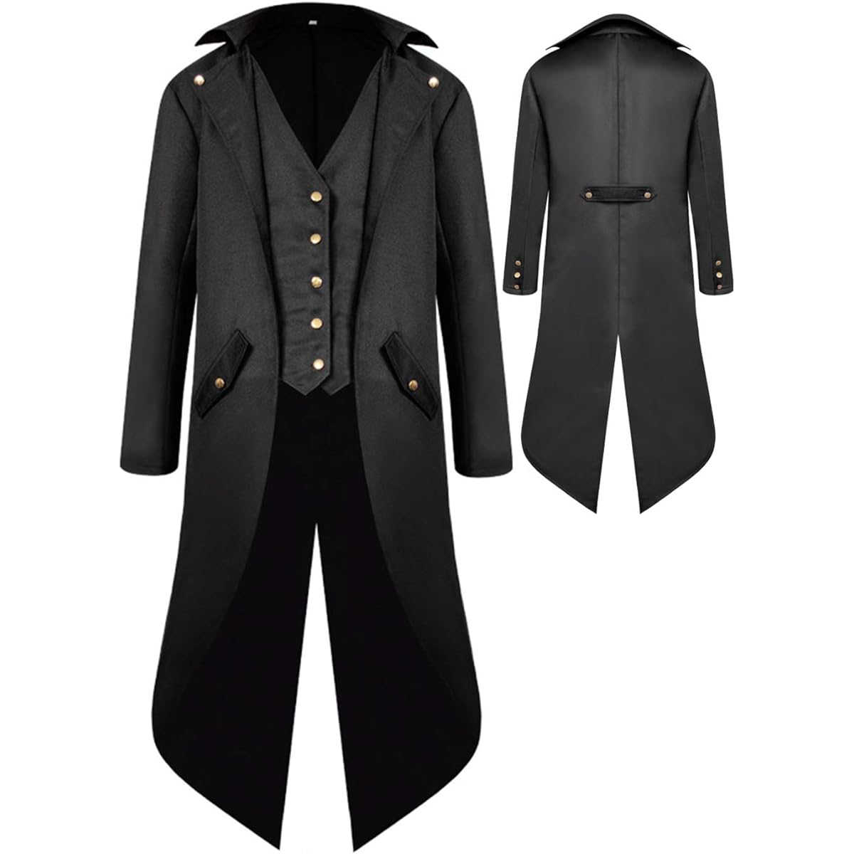 Boys Medieval Tailcoat Jacket Halloween Costume Gothic Steampunk Vintage Victorian Frock High Collar Uniform Coat