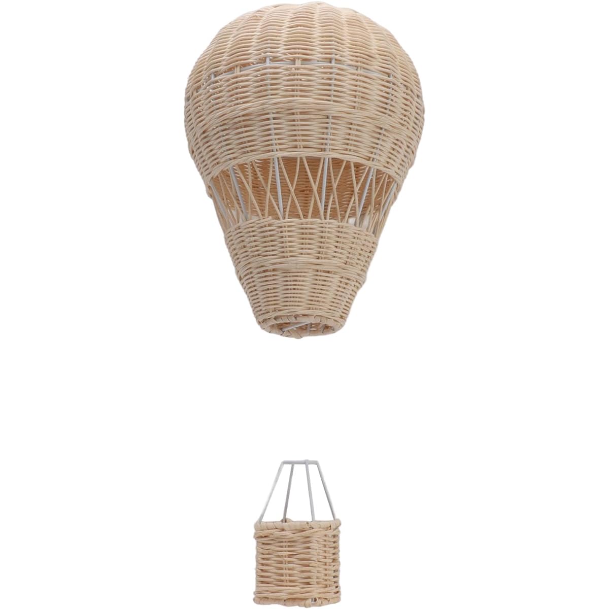 RXMORI Hot Air Balloon Handmade Rattan Woven Wall Hanging Decoration Floating Balloon Photo Props for Kids Room Party