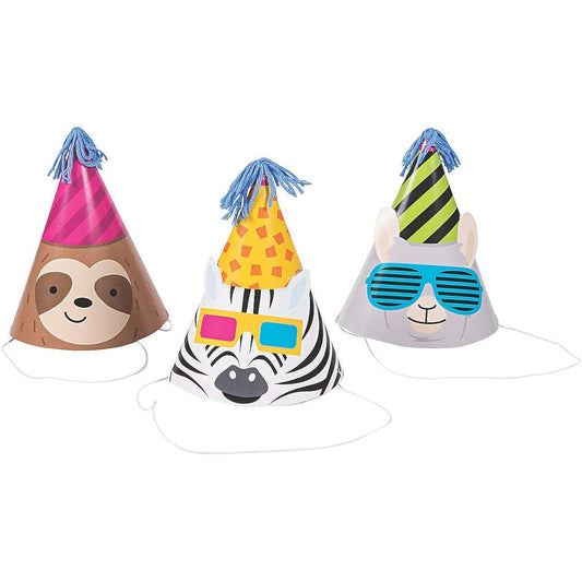 12 Party Animal Cone Party Hats
