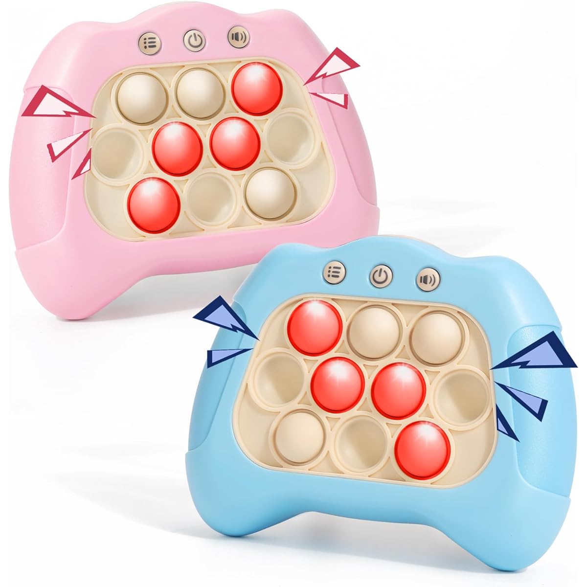 Pop Fidgets Kids It Games Toys Handheld Games for Kids Ages 6-8 High Speed Push Game Bubble Stress Pop Light Up Game Autism Sensory Toy Pink & Blue 2 Pack