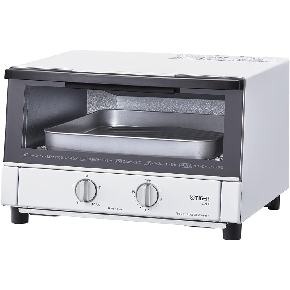 Tiger Vacuum Bottle (TIGER) Oven Toaster, Hot Air Convection, Insulated Double Glass, Temperature Control Function, 30 Minute Timer, 3 Slices of Toast, 1300W, Matte White, KAT-A131WM
