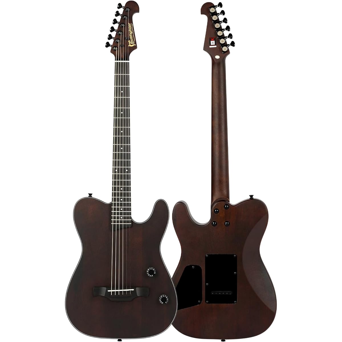 Bullfighter Silent Guitar Acoustic Guitar Travel Guitar Quiet Beginner Practice Steel String Electric Acoustic Guitar Folk Guitar Equipped with a Built-in Pickup System (Steel Strings)