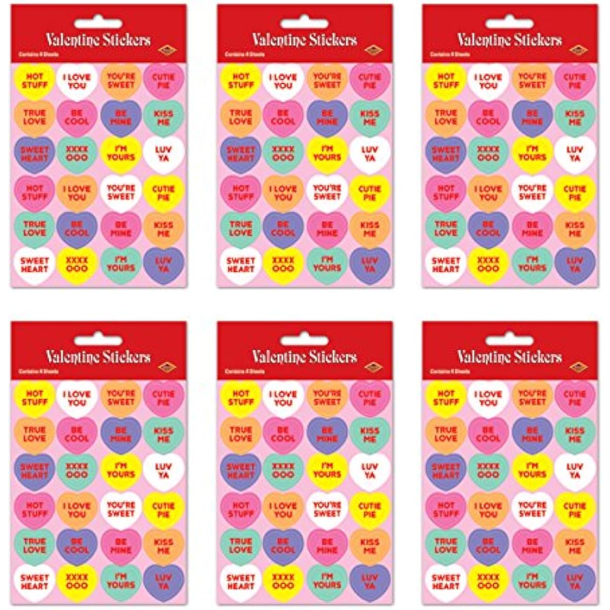 Beistle Candy Heart Stickers, 24 pcs, 4.75" x 7.5"