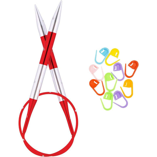 Knitter's Pride Knitting Needles SmartStix Fixed Circular 16 Inch Set of 10 Stitch Markers from Artsiga Crafts. Size US 11 (8mm) NM-AB-599741