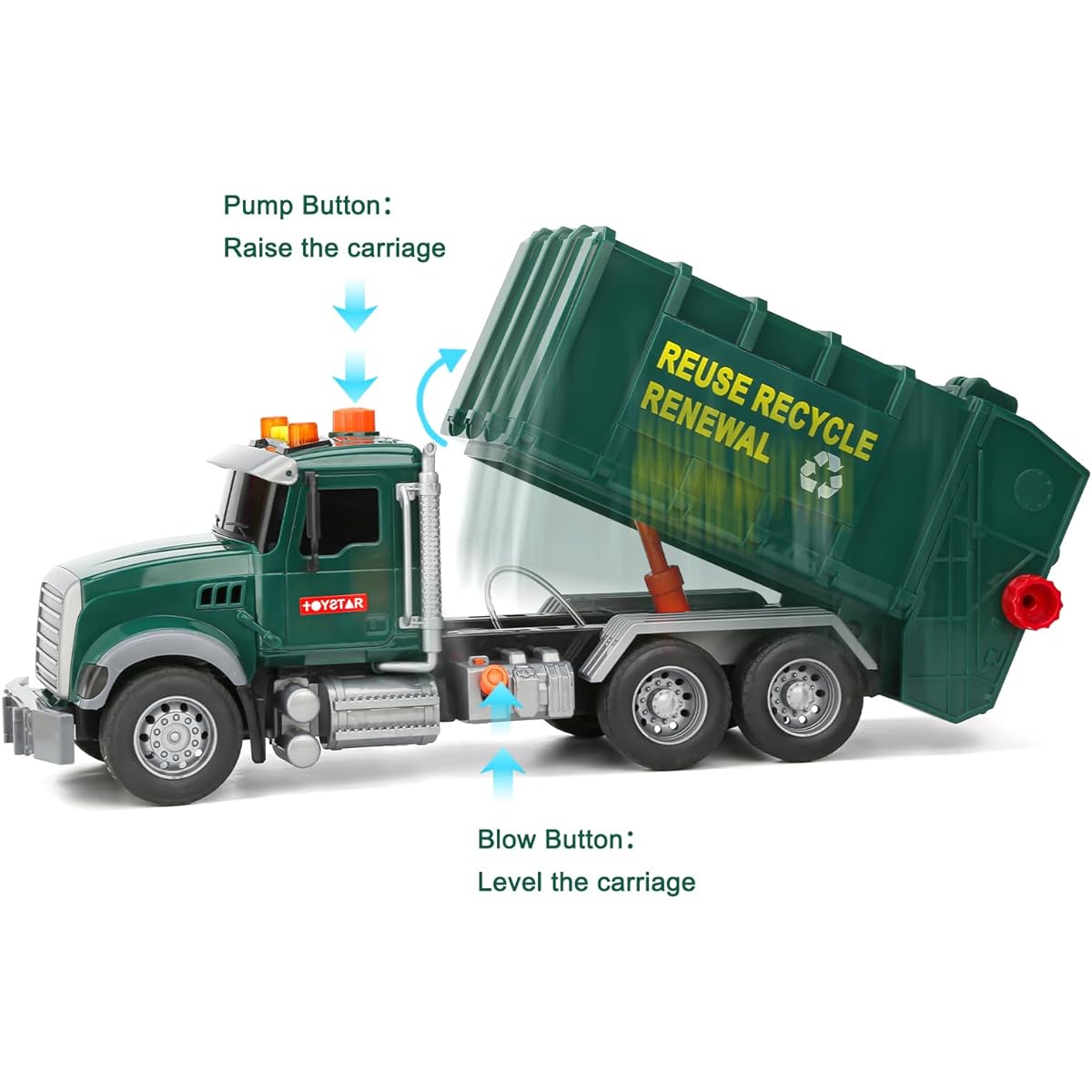 Big Garbage Truck Toy for Boys: Electric Push Car Inertia with Lights and Sounds Garbage Truck Sorting Model Car Truck Building Toy Set with 3 Trash Cans Toys for Boys Age 4-7