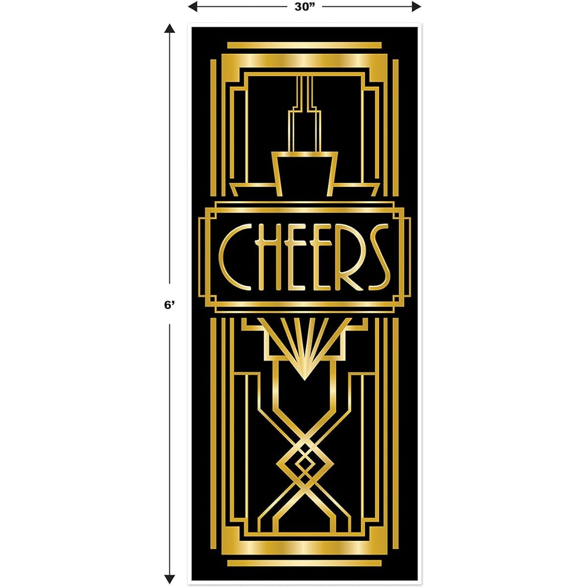 Beistle 59903 2-Piece Great 20s Door Cover, 30" x 6', Black/Gold