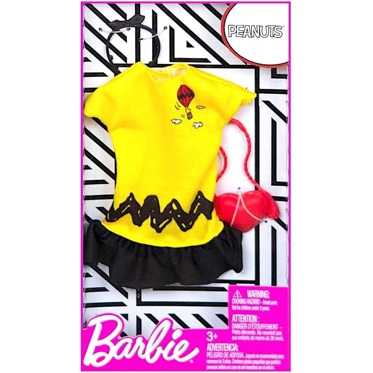 Barbie Clothes: Peanuts Charlie Brown Dress for Barbie Doll with Heart Purse and Headband