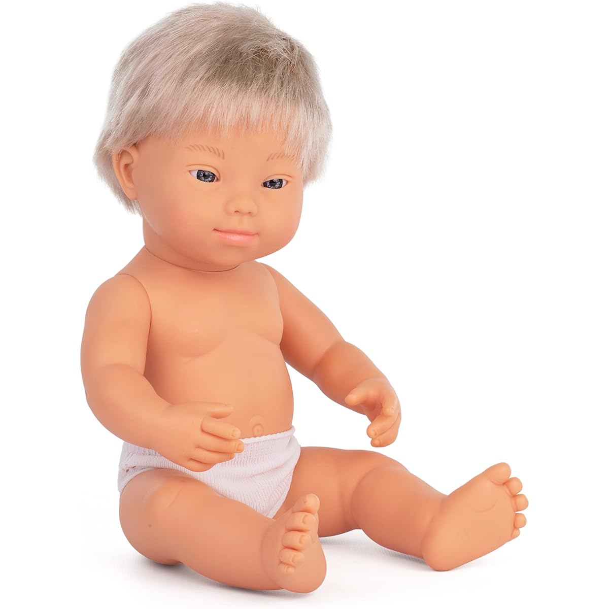 Miniland Doll 15" Caucasian Blonde Boy Down Syndrome (Poly Bag) - Made in Spain Anatomically Correct Inclusion Quality DS