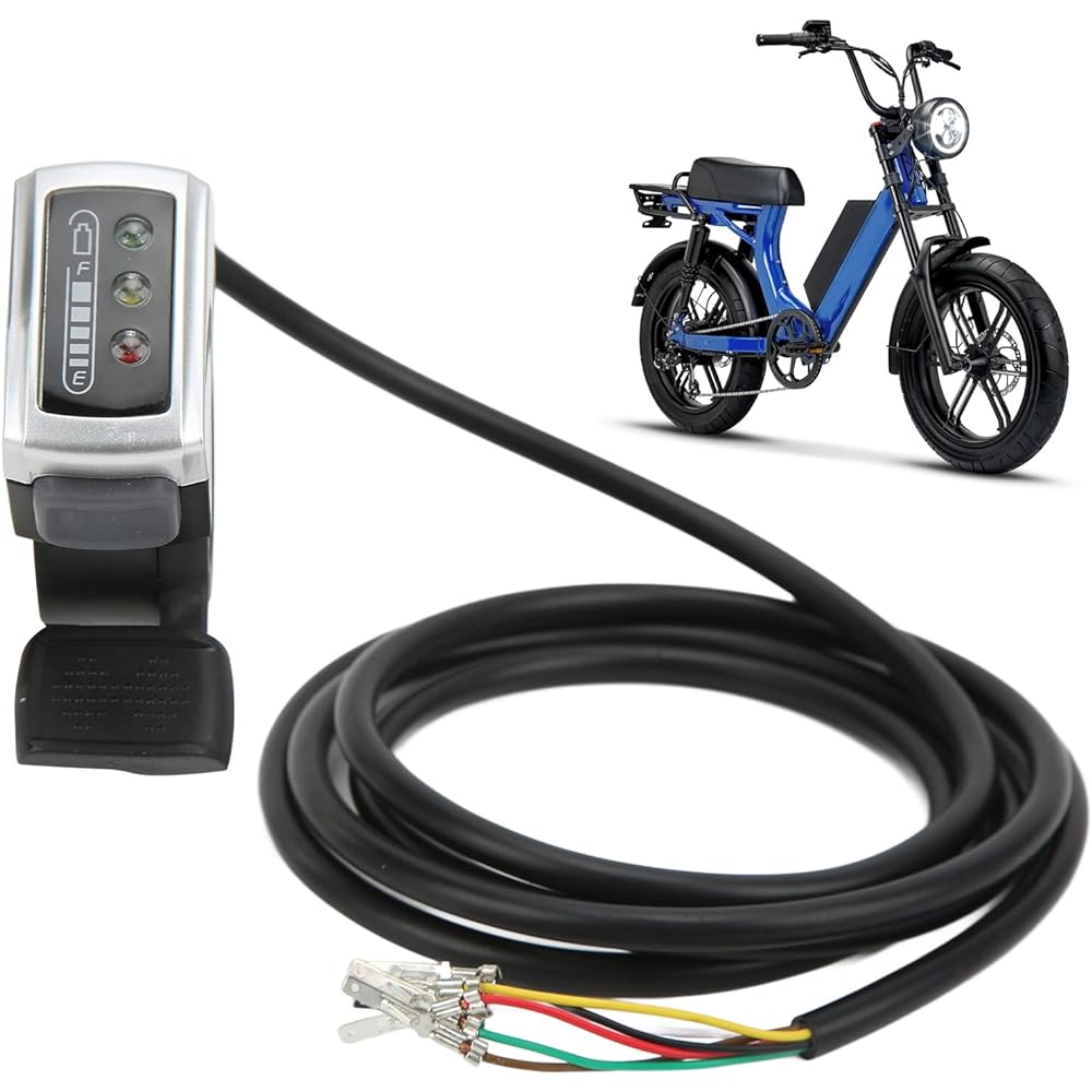 6 Wire Thumb Throttle 2mm Thumb Throttle with On/Off Switch Battery Indicator Aperture Assembly for Electric Bike Skate (36V)