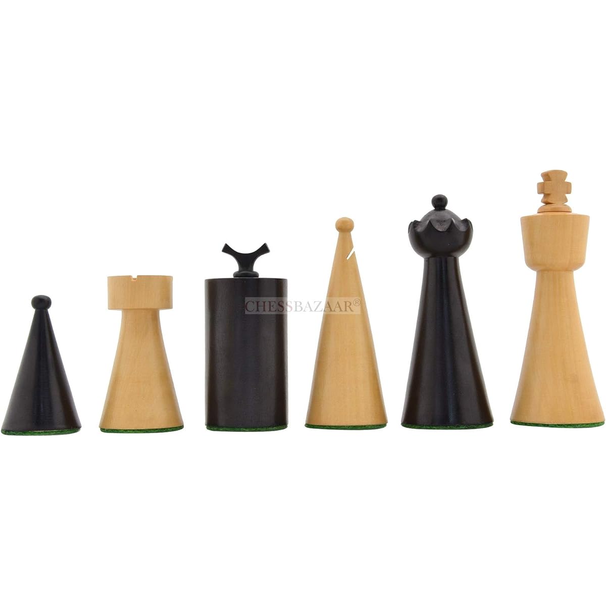 CHESSBAZAAR 1940s Art Deco Series Heavy Chess Pieces Ebony Dyed and Boxwood 3.8 Inch King Extra Queen