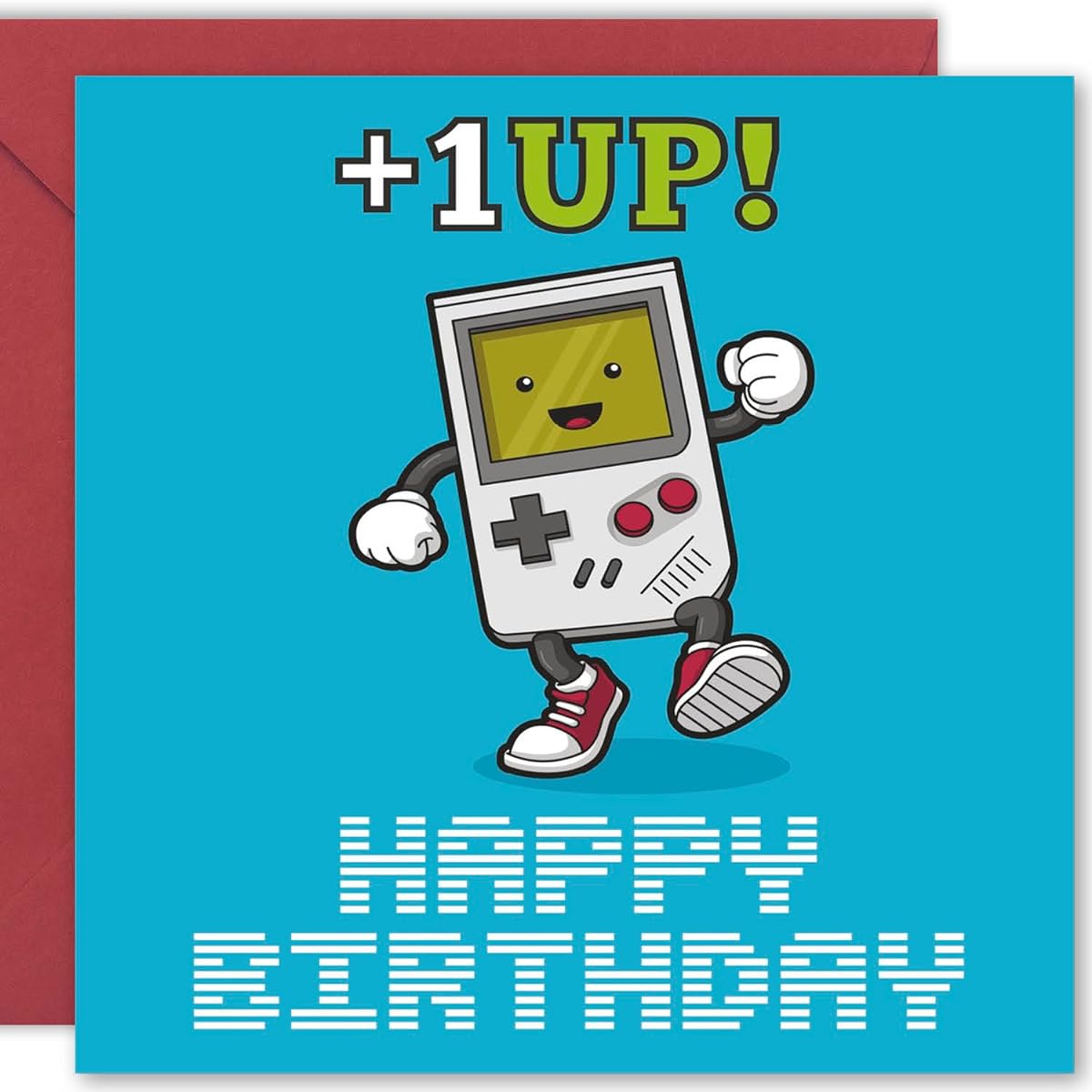 Cult Kitty - +1UP - Retro Gamer Game Cards - Funny Birthday Cards for Him - Birthday Cards for Her - Birthday Cards for Mom - Birthday Cards for Dad - Cards for Husband, Wife, Boyfriend or Girlfriend