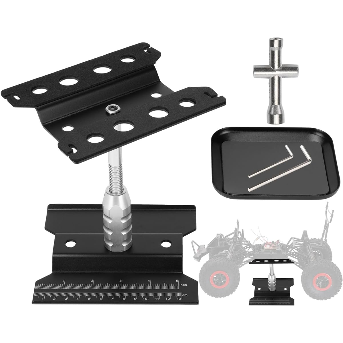 Kimapeso RC Car Stand Repair Workstation Portable RC Workstand for 1/10 Scale Cars Multipurpose RC Stand for Maintenance and Repair RC Repair Stand for Cars Trucks Crawler etc.