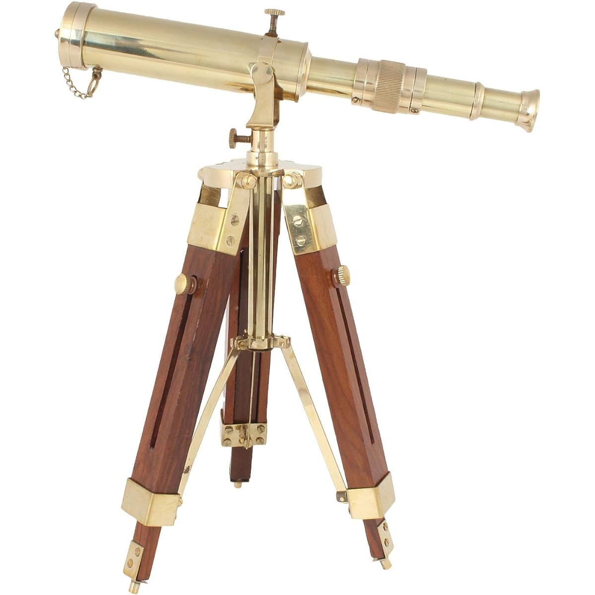 Vintage Brass Telescope with Tripod Stand, Lens, Antique Desktop Brass Telescope, Royal Antique Finish, Spyglass, Nautical, Beautiful Wooden Tripod Stand