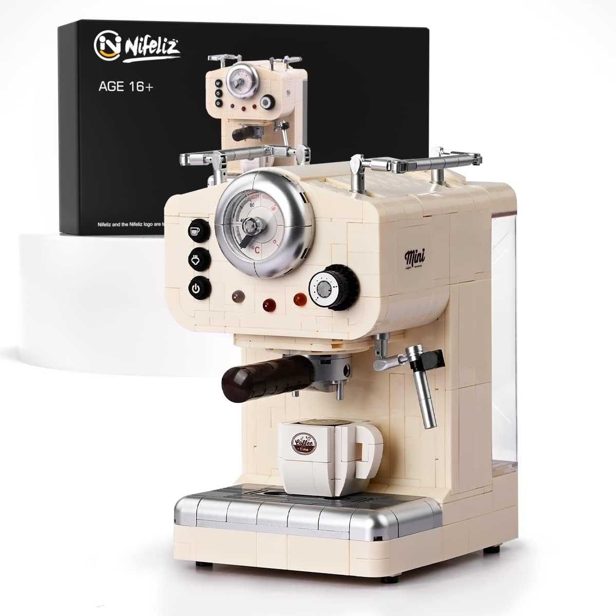 Nifeliz Semi-Automatic Espresso Machine Retro Coffee Machine Building Blocks Kit Collectible Display Model Set Toys for Adults (678 Pieces)