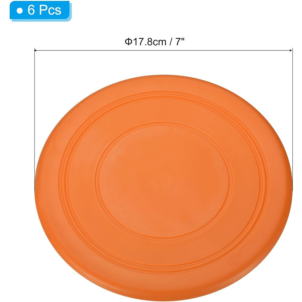 PATIKIL 7" Flying Disc Set of 6 TPR Material Soft and Waterproof Perfect for Adults and Dogs Outdoor Play and Sports Games Orange Color