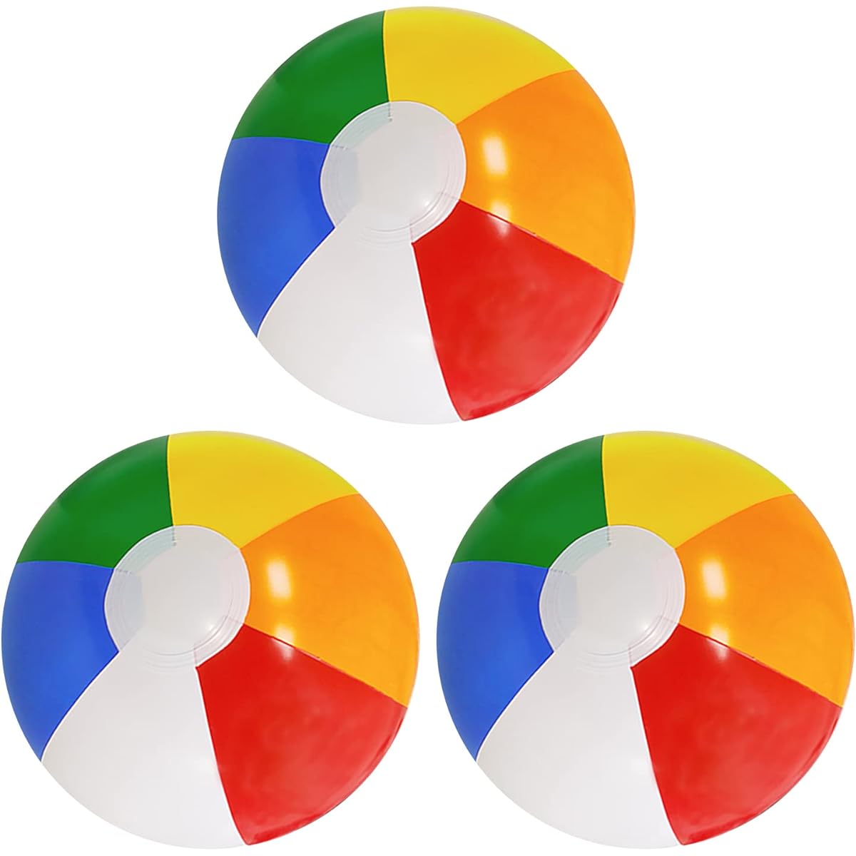 VoizVony 16" Beach Ball for Kids - 3 Pack Beach Balls Bulk Inflatable Pool Beach Balls for Kids & Toddlers