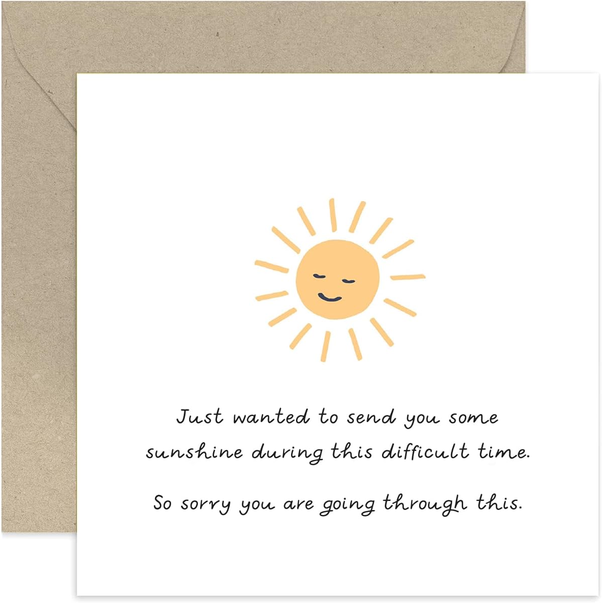 Old English Co. Sending Sunshine Card - Thinking of You Card for Friends and Family - Here For You Card - Sympthy, Sorry, Support Hardult Time | Envelope is blank
