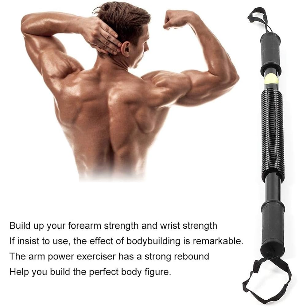 Arm Power Exerciser, Power Twister Bar Spring Forearm Strength Trainer Resistance Exercise Gym Kit Chest Expander