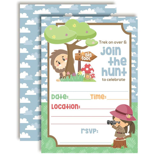 AmandaCreation Bigfoot Themed Birthday Party Invitations - Pack of 20 5" x 7" Cards with 20 White Envelopes