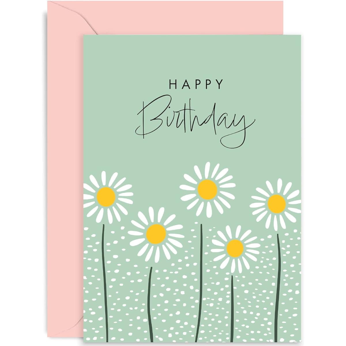 Old English Co. Daisy Flower Happy Birthday Card for Women, Cute Daisy Birthday Card for Mom/Sister/Grandmother/Aunt/Uncle Birthday Card with Envelope
