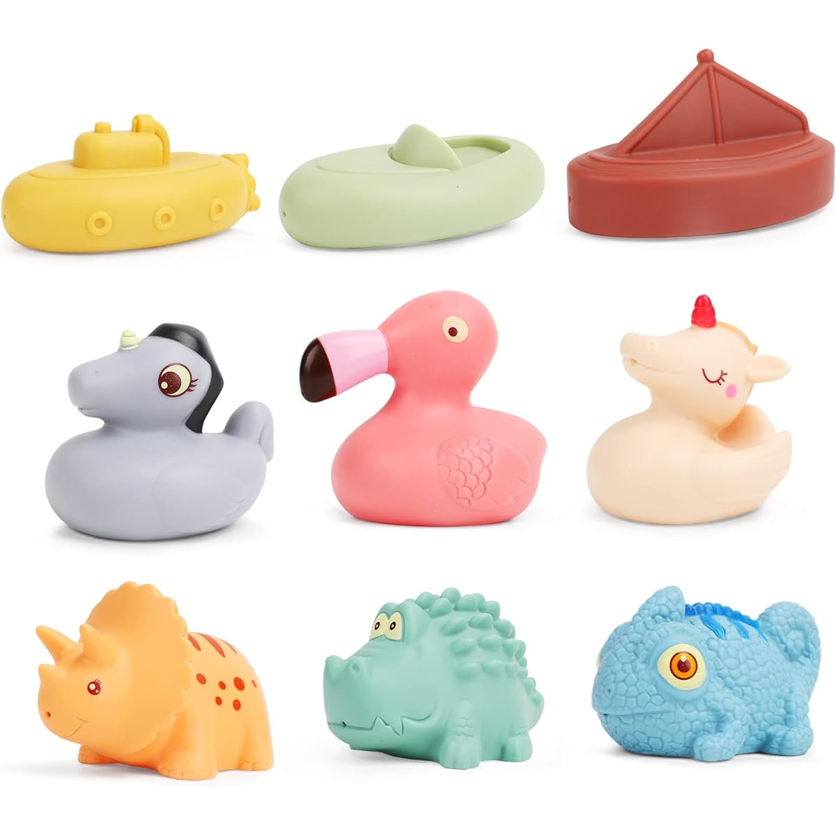 October LUV Baby Bath Toys for Toddlers/Infants 6-12-18 Months, Pack of 9, Squirting Silicone Ocean Animal Bathtub Float Toys, Water, Encourage Baby's Sensory Exploration, Learning Skills, Bathroom