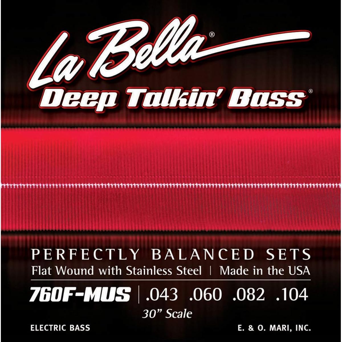 LA BELLA Bass Strings 760F-MUS Stainless Steel Flat Wound 30" Scale