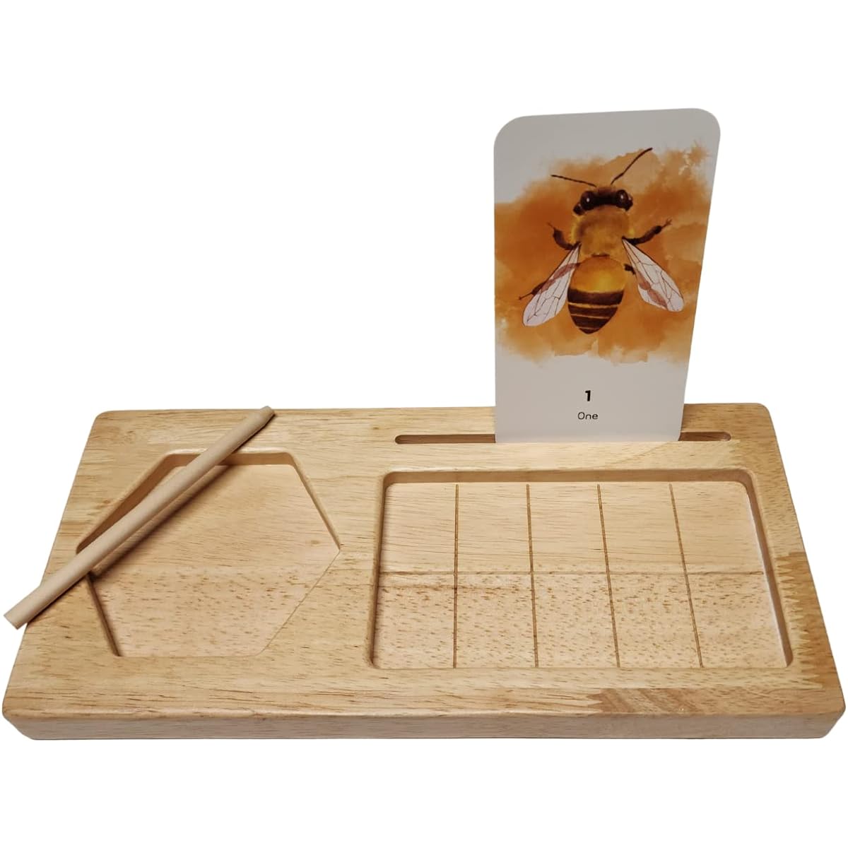 Montessori Tenframe Wooden Number Board with Flash Cards