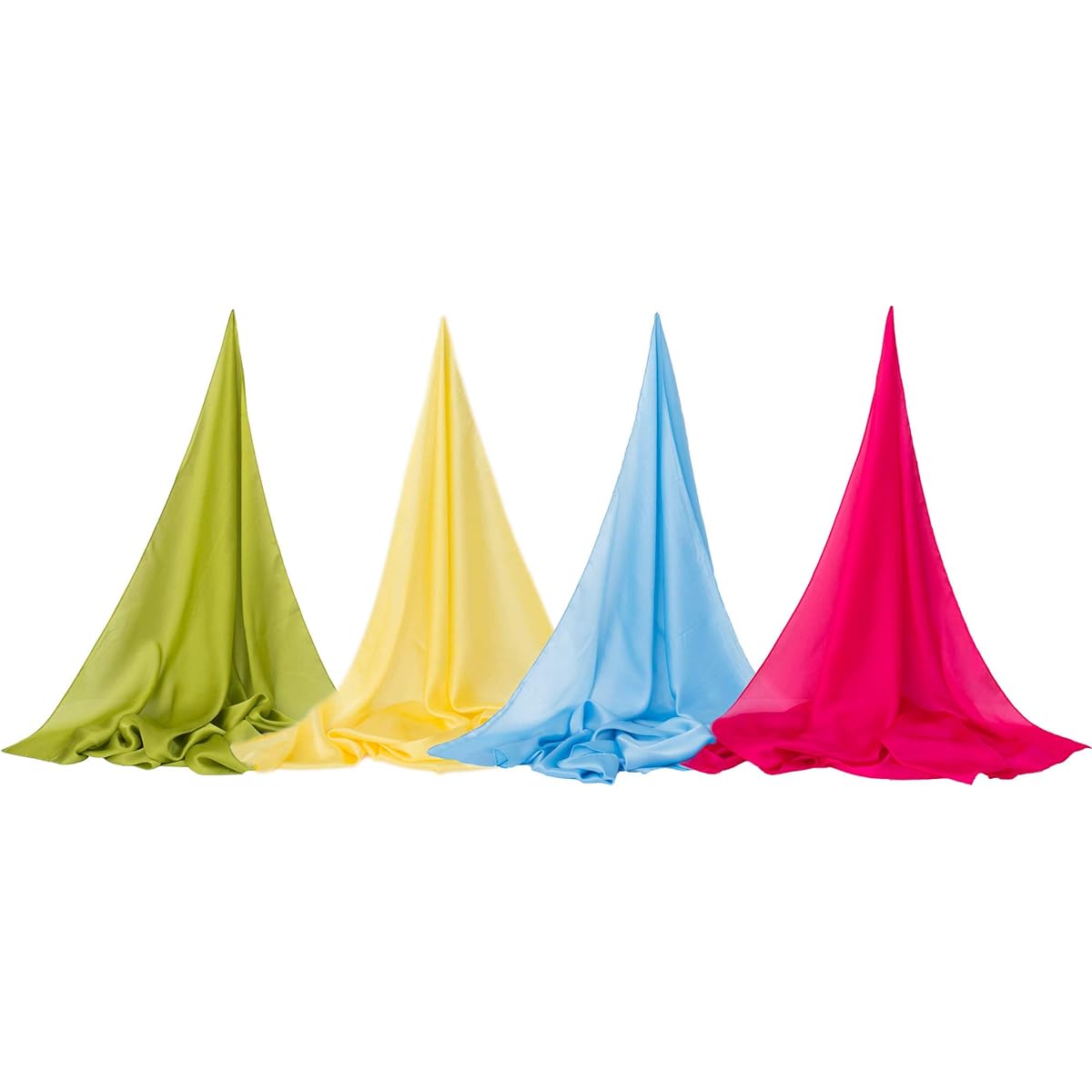 Play Scarves - Set of 4 Vegan Play Silks - Creative Montessori and Waldorf Education and Homeschool - Yellow, Pink, Blue, Green