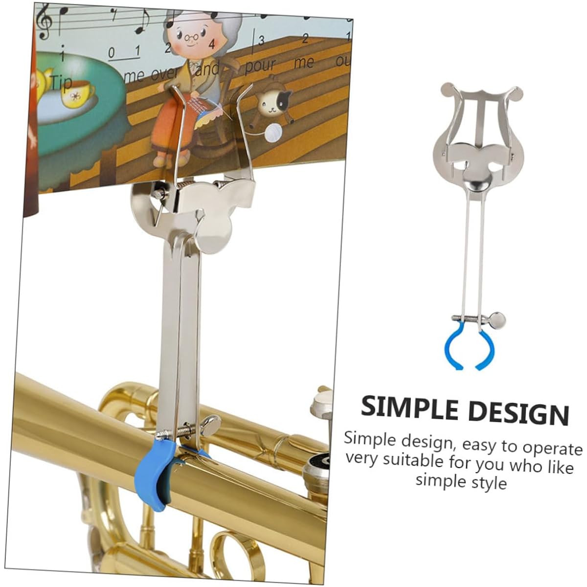 FAVOMOTO Sheet Trumpet Sheet Music Holder, Piano Score Stand Clip, Sheet Music Holder Clip-on Music Stand Binder Folder Metal File Holder Trumpet Accessories Musical Instrument Accessories Mute 1pc