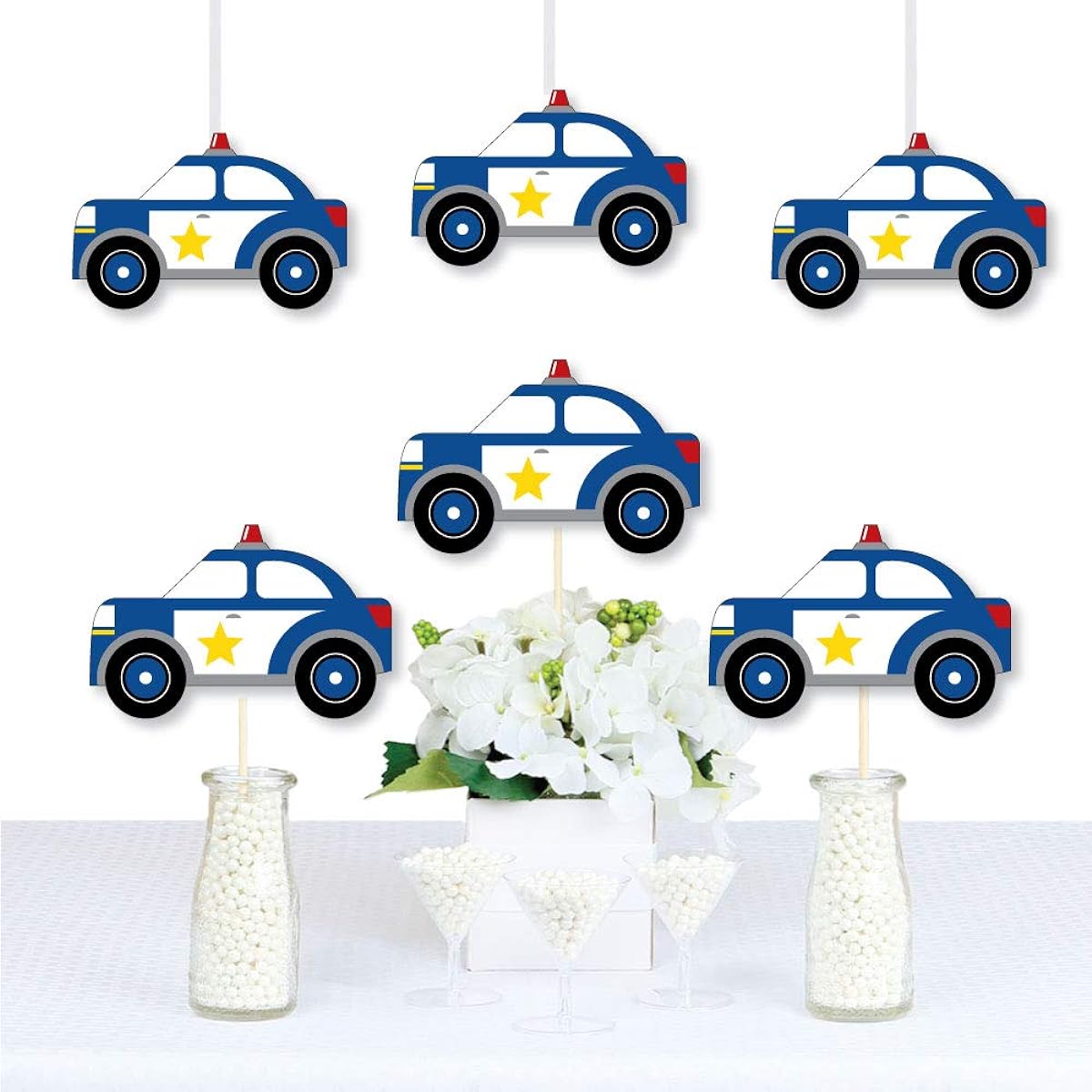 Big Dot of Happiness Calling All Units - Police - Car Decorations DIY Birthday Party or Baby Shower Essentials - Set of 20