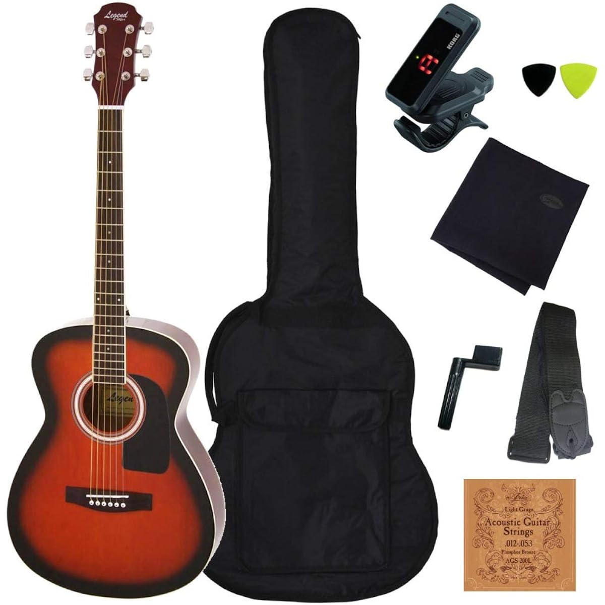 [Standard 8-piece acoustic guitar set] Legend FG-15 Legend by Aria ProII Folk guitar beginner introductory set
