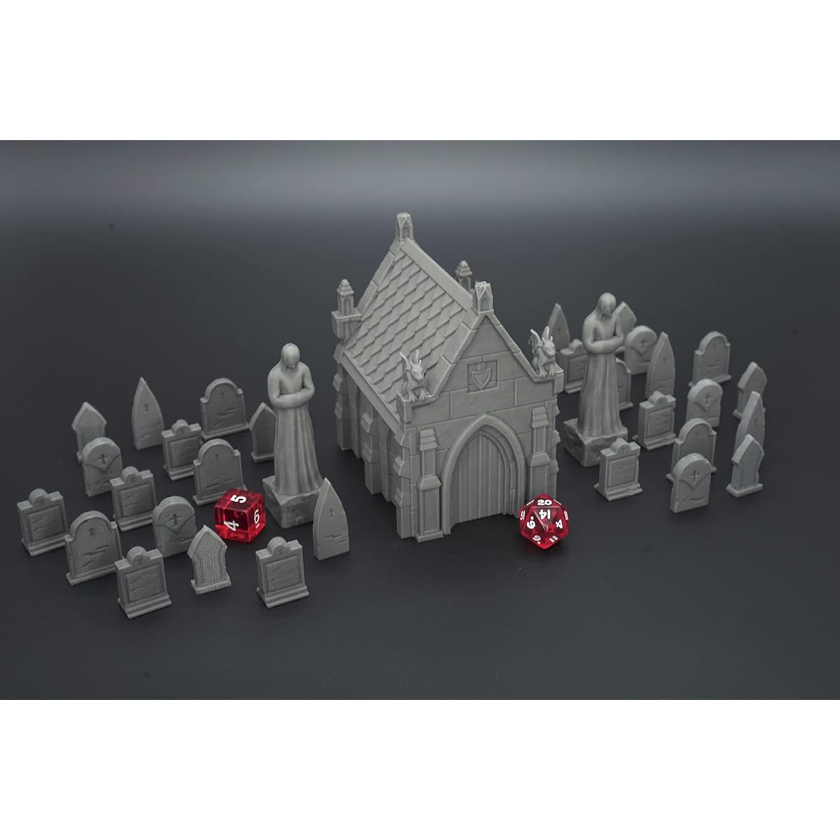 EnderToys Mausoleum Graveyard Scene, 1/72 (28mm Scale) 3D Printed Miniature Terrain Scenery Plastic Model Kit for War Games