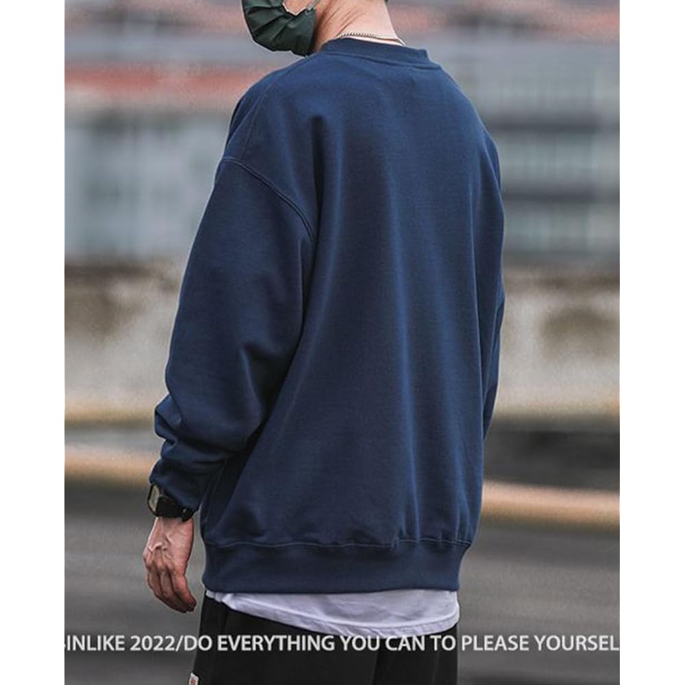 [OKJCON] Men's Sweatshirt, Long Sleeve, Spring, Loose, Stylish, Casual, Pullover, Large Size