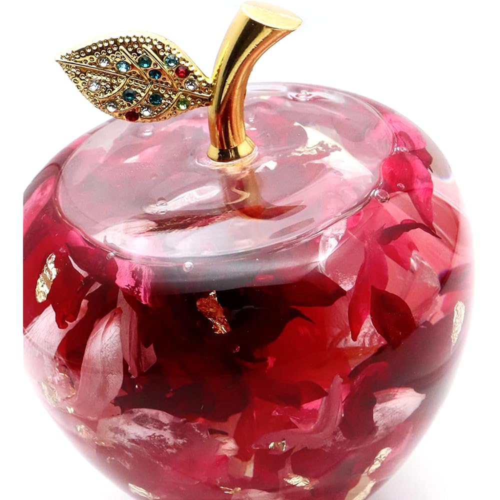 [GOLD STONE] Herbarium Apple Ornament, Gold Leaf, Natural Stone, Ripples, New Year's Lucky Charm, Apple, Box Included, Feng Shui, Happiness, Luck, Rose