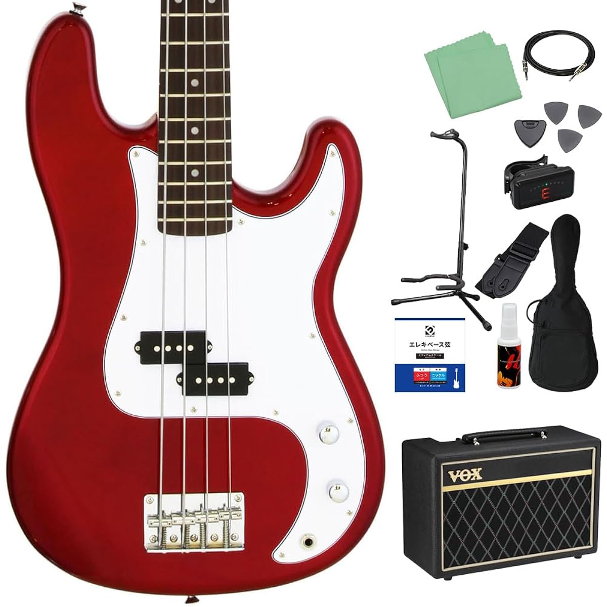LEGEND LPB-Z Candy Apple Red Bass Beginner 12-piece set [VOX amp included] Precision bass type Legend