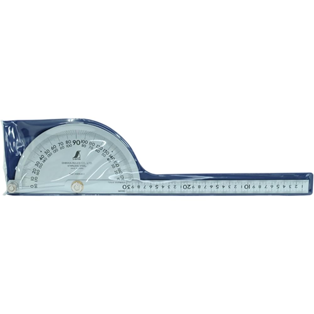 Shinwa Sokutei Protractor Diameter 210 1 Pole with 30cm Scale No.300 Silver 62898