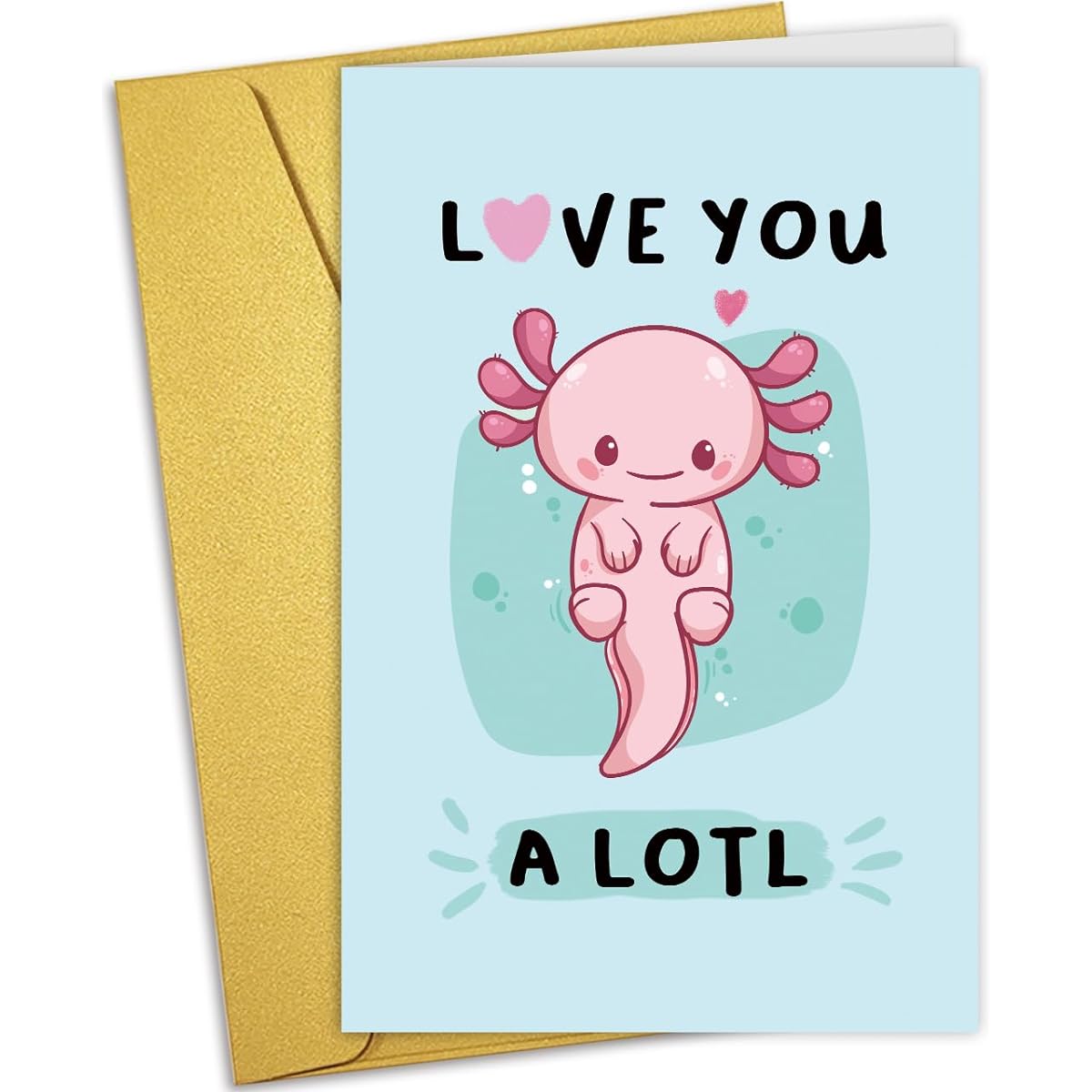 Nchigedy Punny Valentine's Day Card Funny Axolotl Birthday Card Boyfriend Cute Anniversary Card for Girlfriend Boyfriend I Love Her