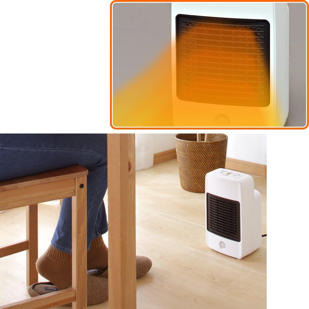 Iris Ohyama Ceramic Fan Heater Ceramic Heater with Human Sensor 800W Small/Medium ~5 Tatami Microcomputer Type JCH-M082T White