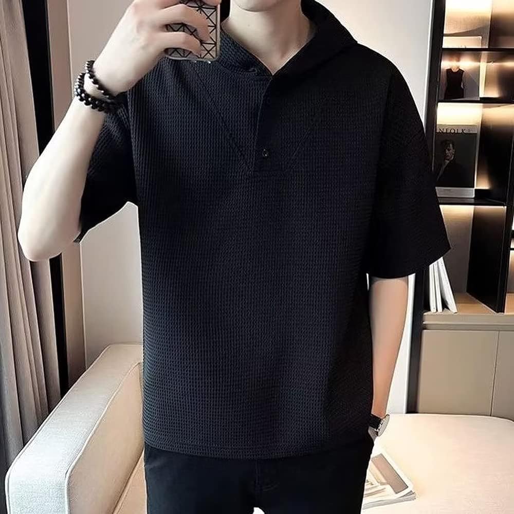[KOTRBOY] Men's Parka Short Sleeve Summer Clothes - Plain Hooded Layered Simple Stylish Large Size Sweatshirt Pullover Loose Casual Large Size