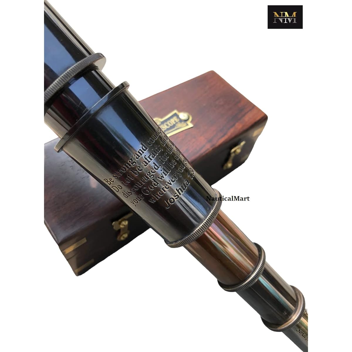 Brass Telescope Be Strong and Courageous Engraved Pirate Folding Spyglass Telescope Great Gift for Travelers and Adventure Lovers