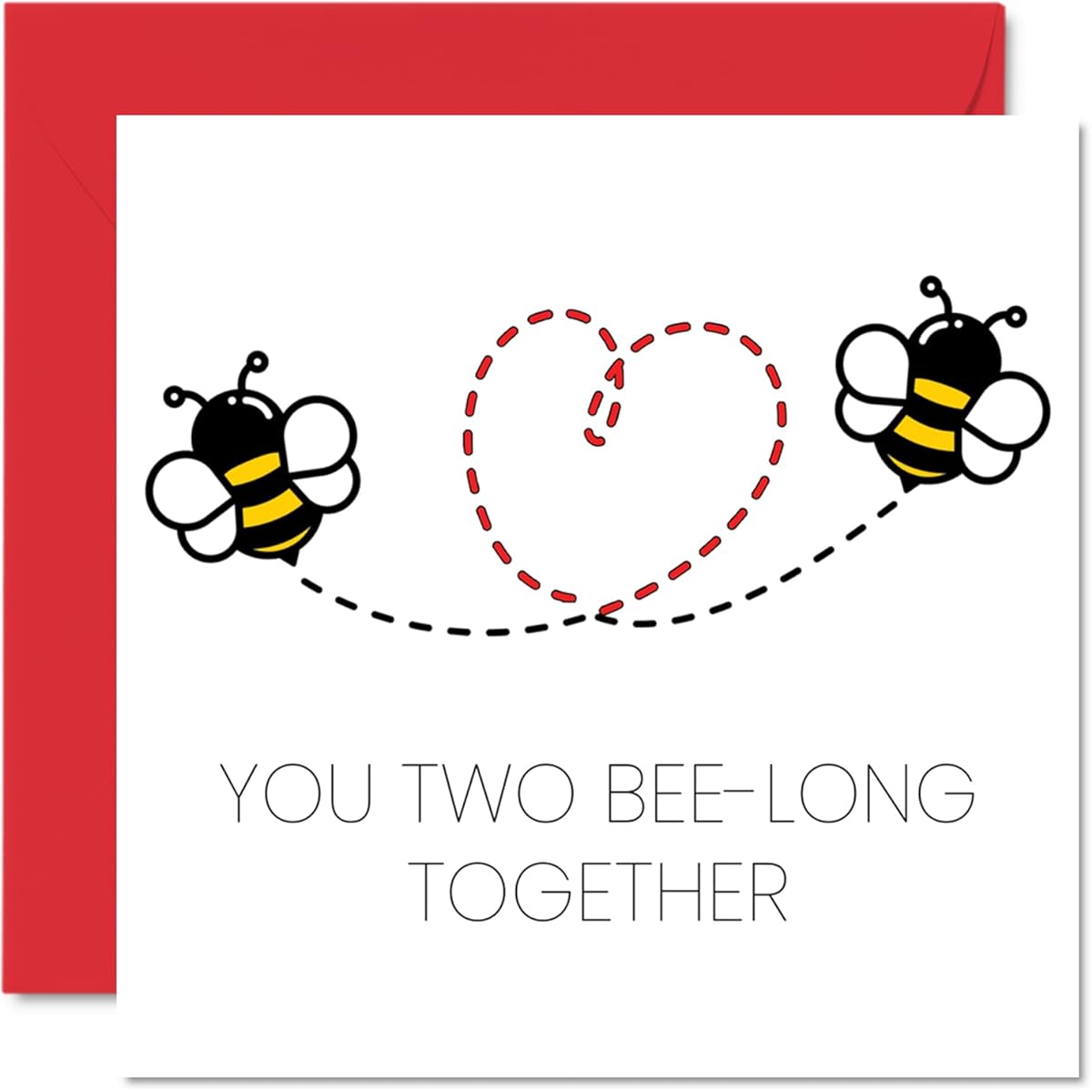 Wedding Cards for Bride and Groom - Bee-Long Together - Happy Wedding Day Card Congratulations Well Done Just Married Card 5.7 x 5.7 Inch Marriage Wedding Greeting Cards for Couples