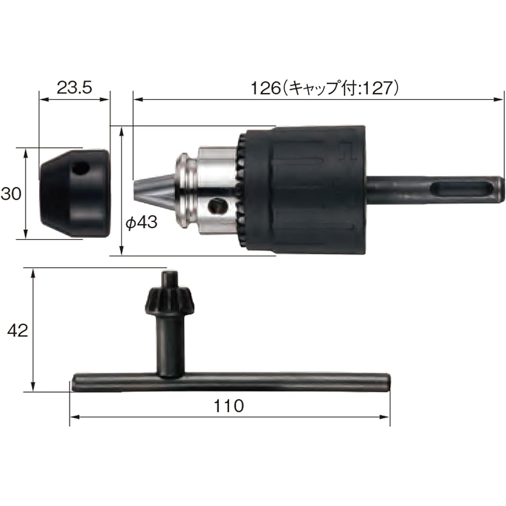 VESSEL Drill Chuck SDS Plus Keyless Type Diameter 2.5~13mm BH-22H