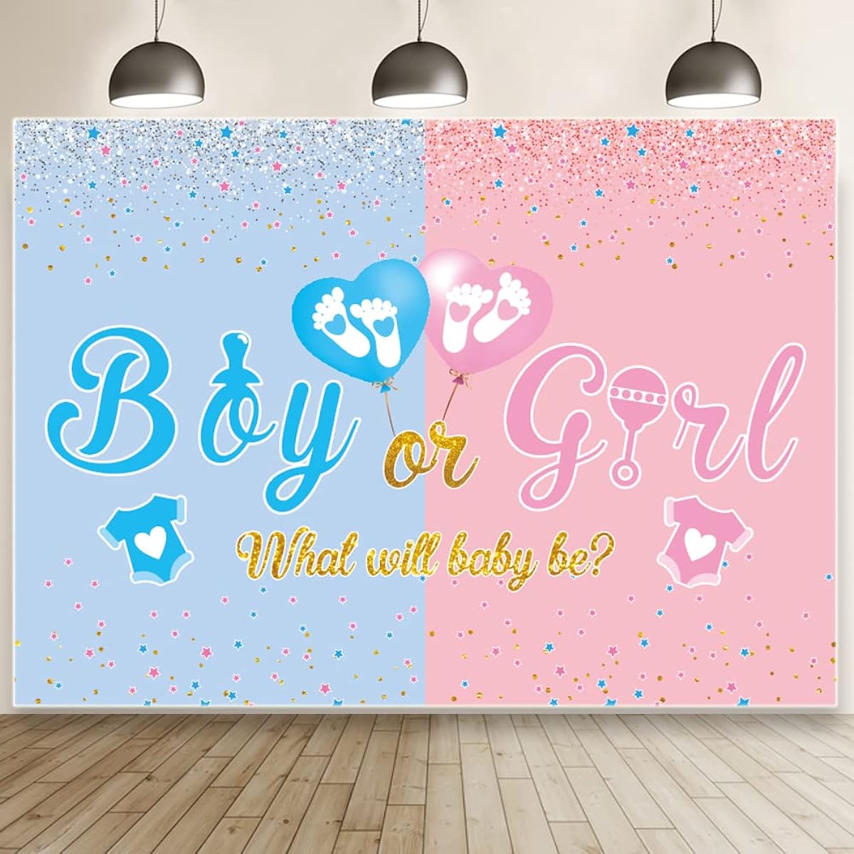 Gender Reveal Decorations, Gender Reveal Banner, 7ft x 5ft, Gender Reveal Backdrop, Blue Pink, Boy or Girl, Gender Reveal Party Supplies, Gender Reveal Decorations