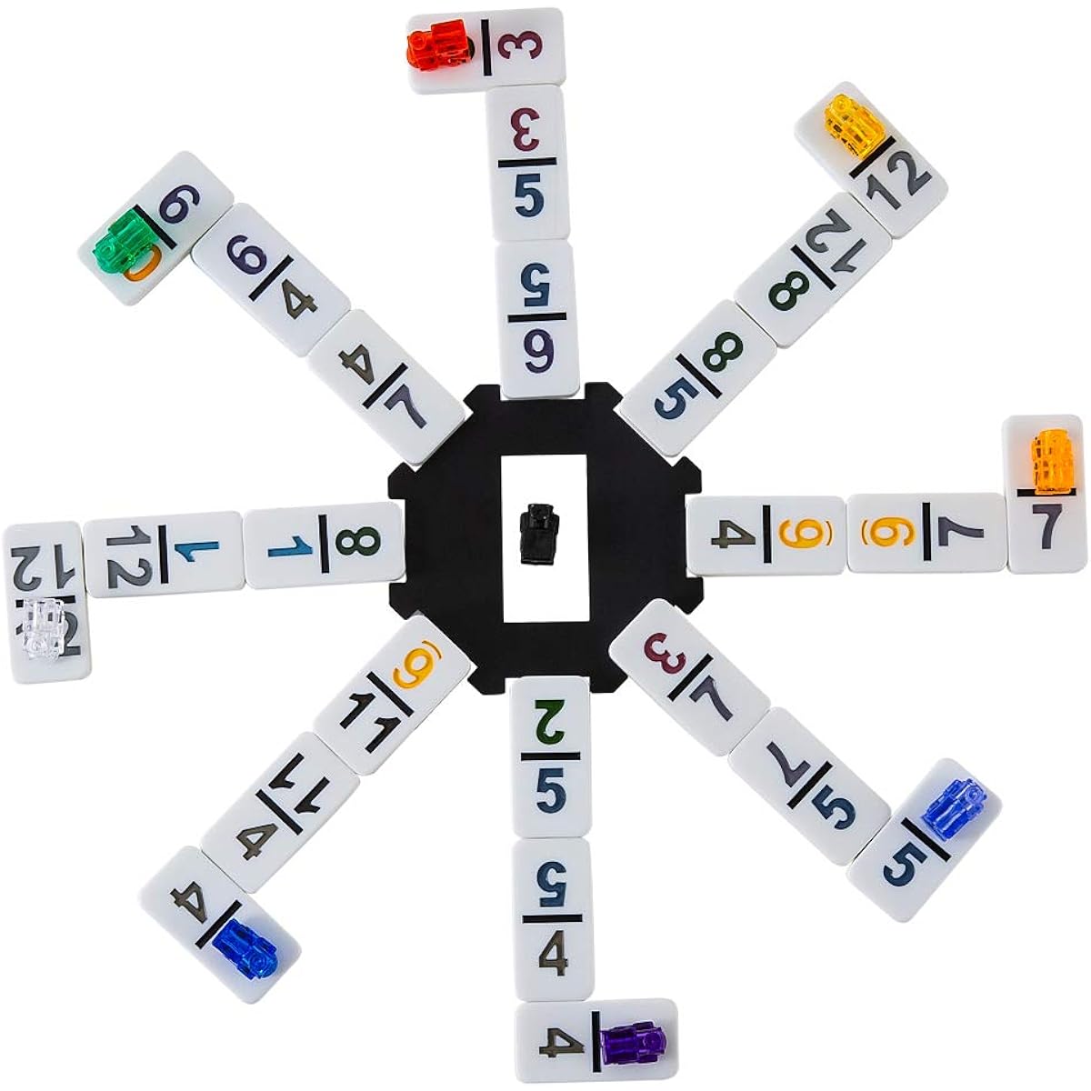 Homwom Set of 12 Double Dominoes Mexican Train Dominoes with Numbers 91 Tiles Chicken Foot Domino Game Set with Aluminum Case